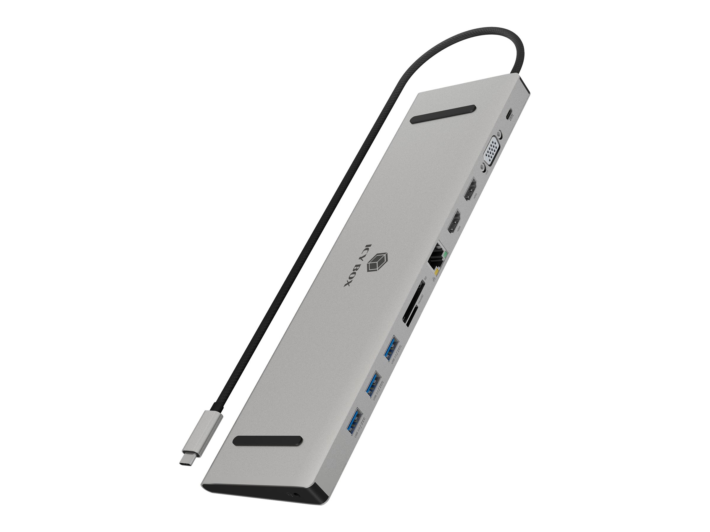 ICY BOX IB-DK2106a-CPD Dockingstation USB-C 11-in-1 mit Power Delivery Anthrazit, Schwarz
