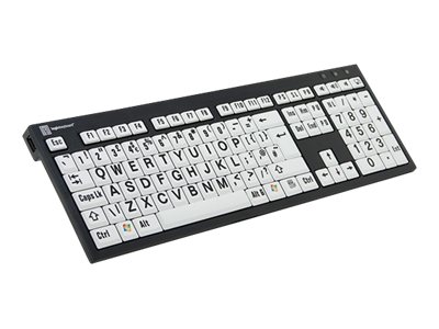 LogicKeyboard XL Print NERO Kabelgebundene QWERTZ-Tastatur Deutsch Schwarz auf Weiß
