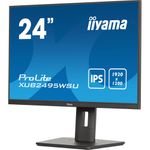 iiyama ProLite XUB2495WSU-B7 24.1" 16:10 WUXGA IPS Display schwarz 61.2cm (24.1"), 1920 x 1200 IPS 75Hz, 4ms, HDMI, DisplayPort, Lautsprecher 2x 2W, VESA 100 x 100, höhenverstellbar, neigbar, Pivot, drehbar, EEK: D (15kWh/1000h, 61cm), 3x USB3.2 Gen1 Hub, 1x USB Type-C 15W [Energieklasse D] (XUB2495WSU-B7)