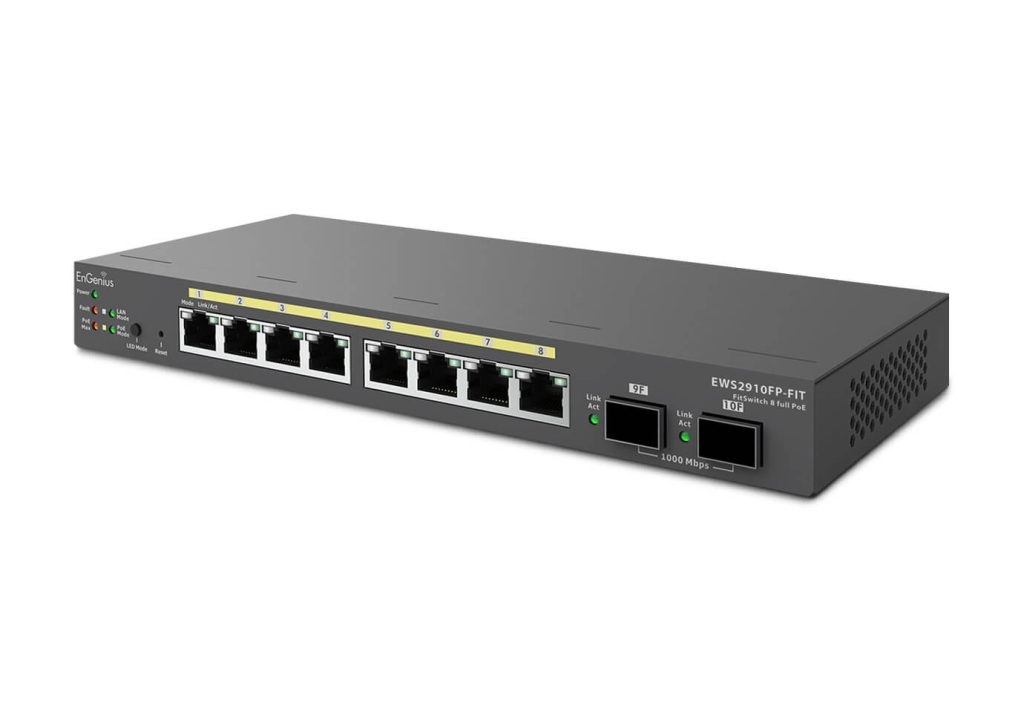 EnGenius EWS2910FP-FIT Managed L2/L3 Switch 8-Port Gigabit Ethernet PoE+ 110W Grau