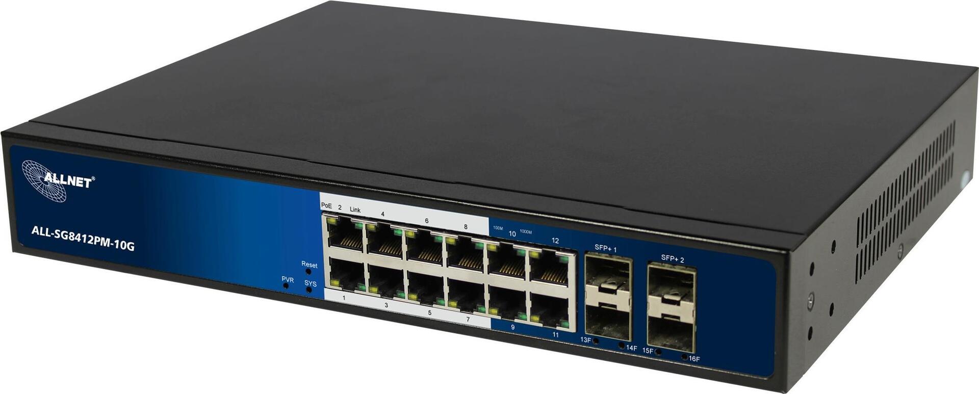 ALLNET ALL-SG8412PM-10G Netzwerk-Switch Managed L2/L4 10G Ethernet (100/1000/10000) Power over Ethernet (PoE) Schwarz (ALL-SG8412PM-10G)