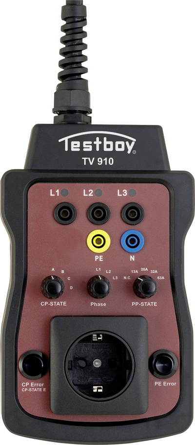 Testboy TV 910 Prüfadapter 61936000 für Wallboxen EVSE Typ 2 mit LED-Phasenanzeige