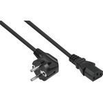kabelmeister Netzkabel Schutzkontakt-Stecker Typ E+F (CEE 7/7, gewinkelt) an Kaltgeräte-Buchse C13 (gerade), schwarz, 1,00mmÂ², 5m (SK0130-S050)