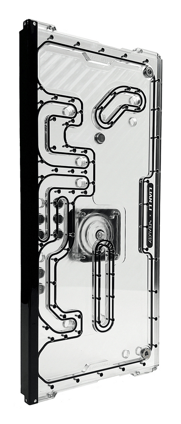 Stealkey Customs Crosscool II Distroplate für Lian Li O11 Dynamic EVO XL D-RGB Schwarz, Transparent