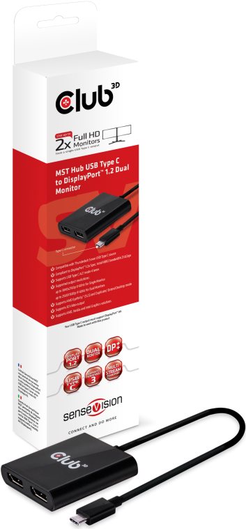 CLUB3D MST Hub USB3.1 (Gen1) Type C to DisplayPort™ 1.2 Dual Monitor (CSV-1545)