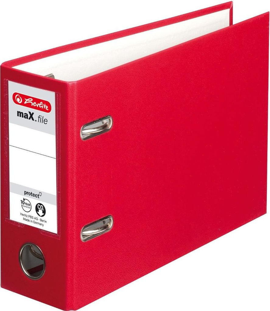 herlitz PP-Ordner maX.file protect, A5 quer, rot Rückenbreite: 75 mm, PP-Kunststoffbezug, Einsteckrücken- (10842342)