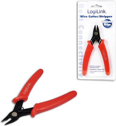 LogiLink Seitenschneider, Länge: 130 mm, rot für 20-24 AWG Kabel, isolierte Griffe, abgewinkelte (WZ0016)