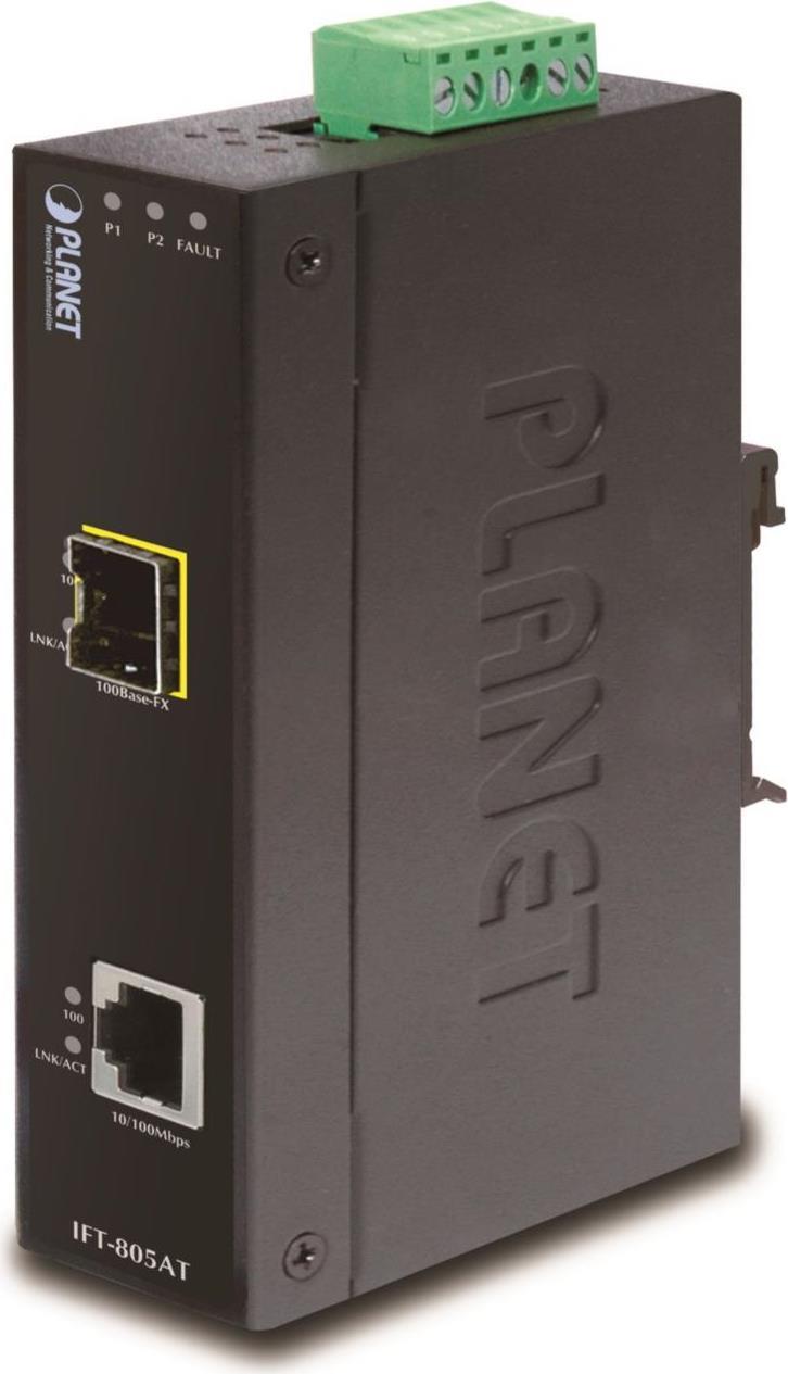 PLANET 10/100Base-TX to 100Base-FX Industrial Media Converter Industrial Ethernet (IFT-805AT_D)
