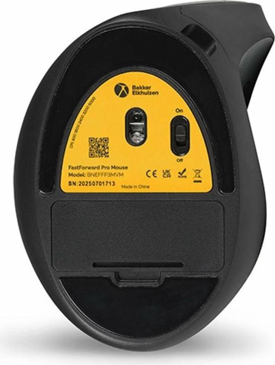 BakkerElkhuizen FastForward Pro Vertikale Maus 3-Mode Ergonomisch Dunkelgrau, Schwarz