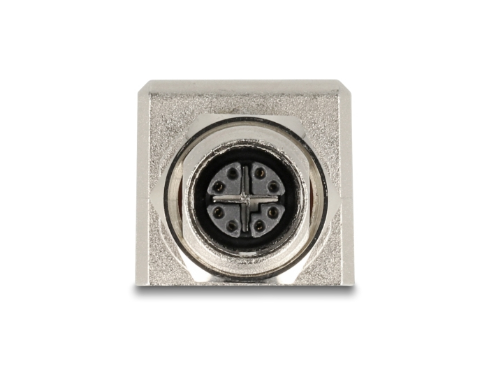Delock M12-Adapter X-kodiert 8-Pin Buchse zu RJ45 Cat.6A STP Schwarz/Silber