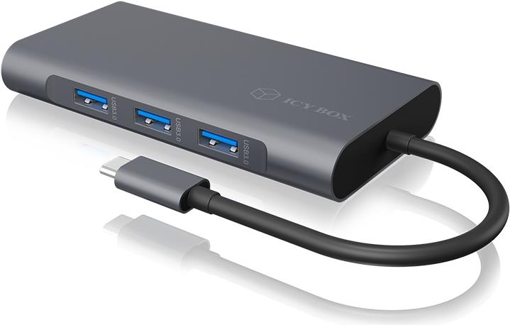 ICY BOX IB-DK4040-CPD Dockingstation USB-C Schwarz, Anthrazit