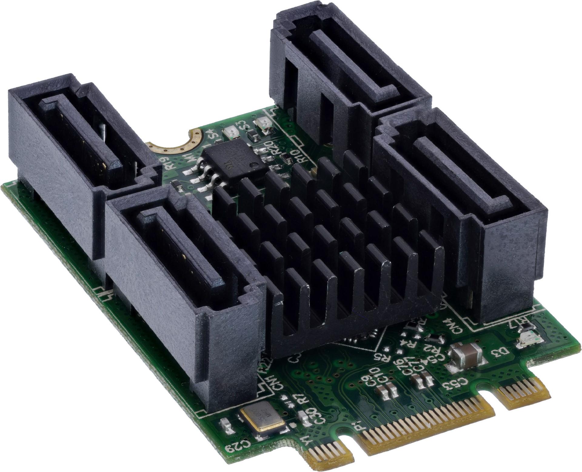 InLine M.2 Key B+M Schnittstellenkarte mit 4x SATA 6 Gb/s RAID HyperDuo