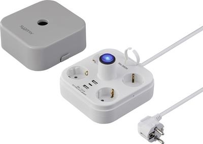 Sygonix SY-6788330 Steckdosenwürfel 4fach Grau Weiß Schutzkontakt 1 St. (SY-6788330)