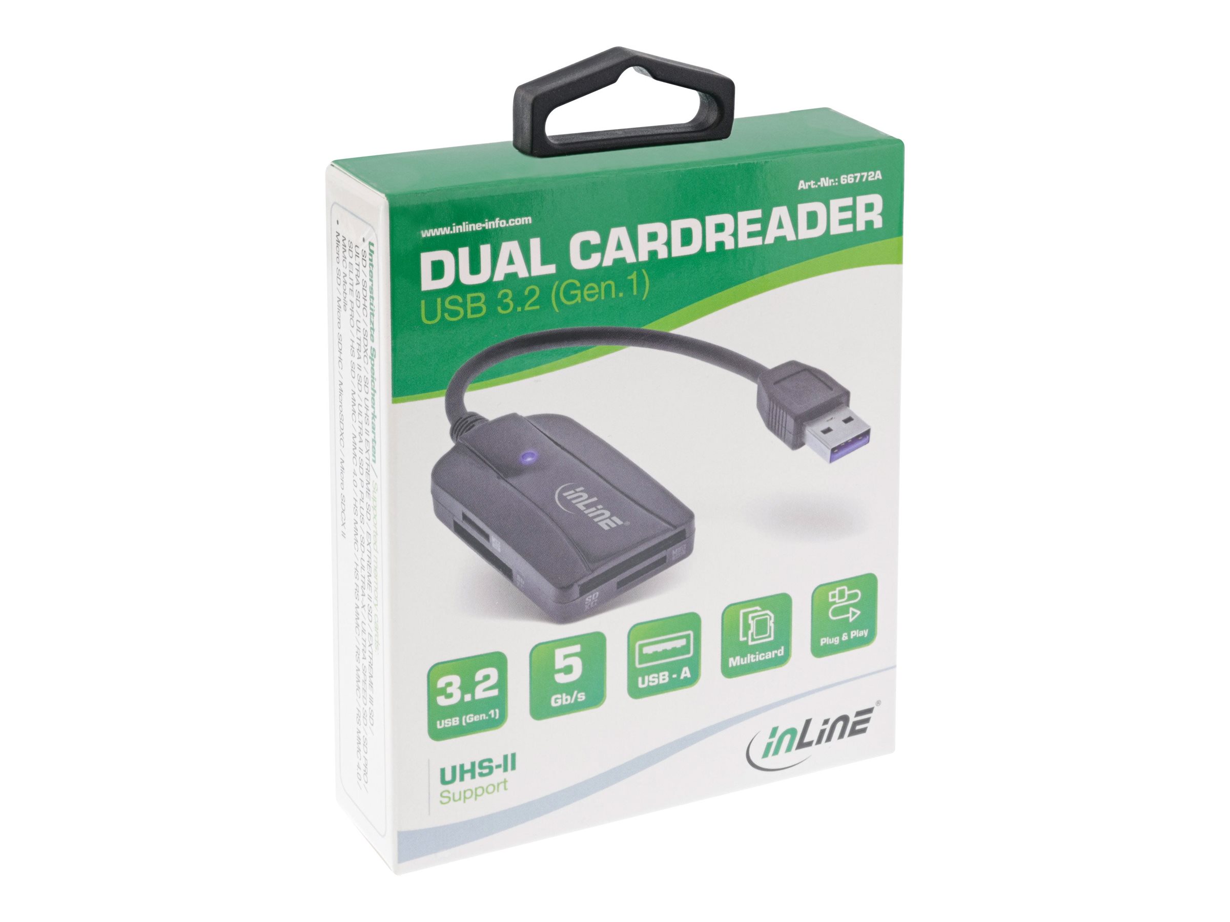 InLine 66772A Kartenleser extern USB 3.1 Gen 1 USB-A Schwarz