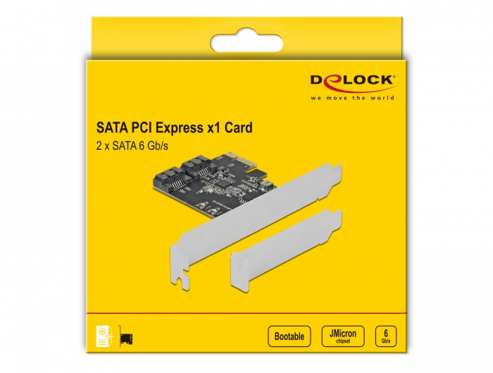 Delock 2 Port SATA PCI Express Karte Low-Profile PCIe 3.0 Schwarz