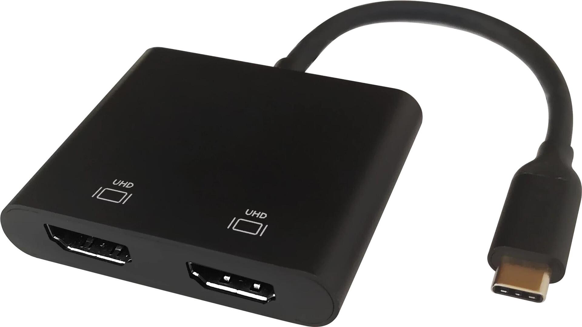 Deltaco USBC-2HDMI Videokabel-Adapter 0,1 m USB Typ-C 2 x HDMI Schwarz (USBC-2HDMI)