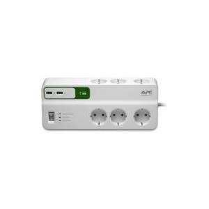 APC SURGEARREST 6 OUTLETS + 5V USB 6fach Überspannungsschutzleiste mit 2x 2,4Ampere USB Port zum Aufladen mobiler Endgeräte (PM6U-GR)