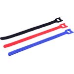Exertis Connect Klett-Kabelbinder 3-Farben 11 x 200 mm, Set mit 12 Stück, Klett-Breite: 11 mm (18-10002)