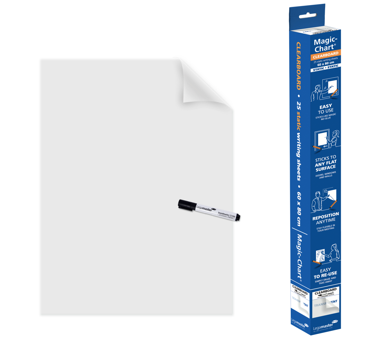 Legamaster Magic-Chart Clearboard 600 x 800 mm Durchsichtig
