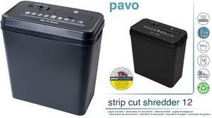 pavo Aktenvernichter Stripcut 12, Streifen 6 mm, schwarz Schnittleistung: 12 Blatt A4, Arbeitsbreite: 220 mm, - 1 Stück (8000784)