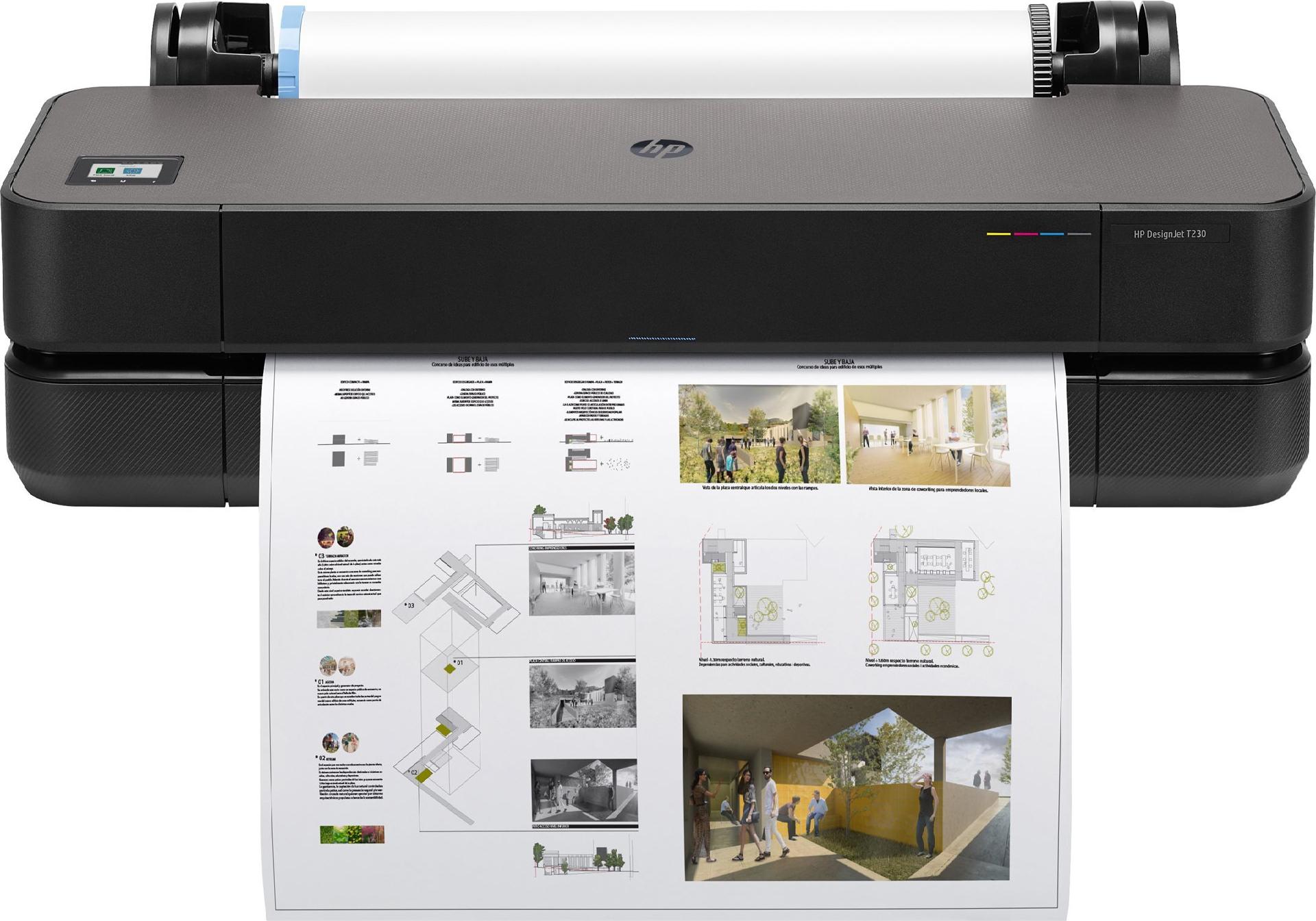 HP DesignJet T230 24" Großformatdrucker Tintenstrahl Farbe 2400 x 1200 dpi LAN WLAN Schwarz/Grau