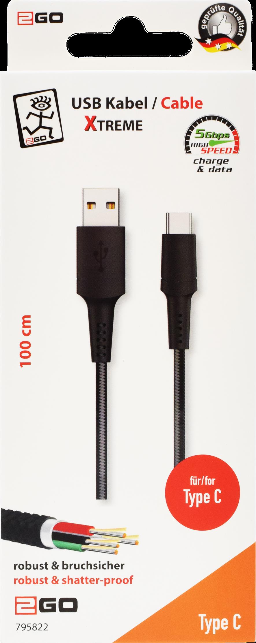 2GO 795822 USB Kabel 1 m USB B USB C Schwarz (795822)