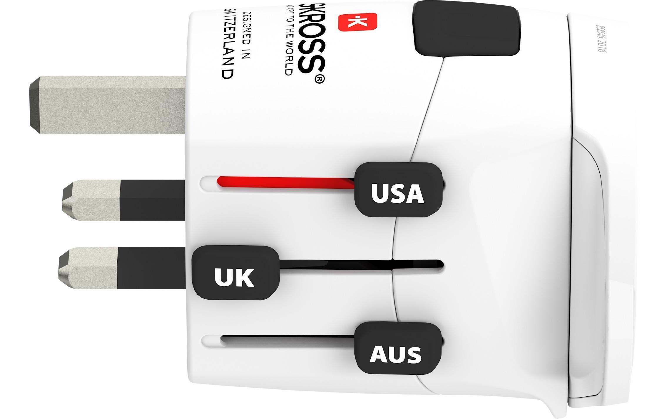 SKROSS PRO Light USB - World Reiseadapter 2x USB Typ A B C G I J L N Weiß