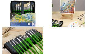 kangaro Öl-Pinsel-Set, 10-teilig, im Etui Pinsel aus Schweineborsten, sortiert in 10 Formen und - 1 Stück (K-840001)
