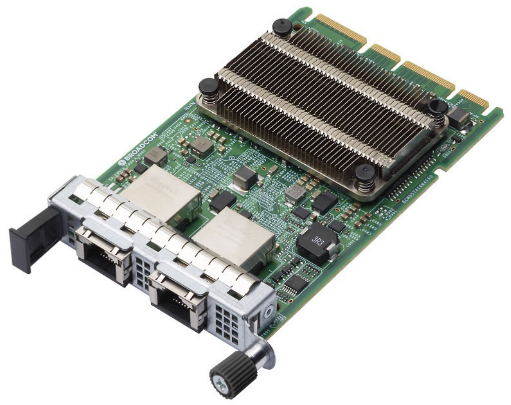 Broadcom NetXtreme E-Series N210TP Netzwerkadapter 2x 10GBase-T OCP 3.0 PCIe 3.0 x8 Grün, Silber