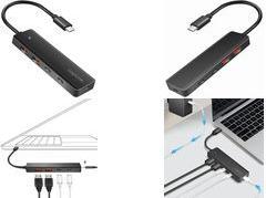 LogiLink USB 3.2 Ultra-Slim-Hub, 4-Port, 2x USB-A, 2x USB-C schwarz, 2x USB-A 3.2 Gen 2, 2x USB-C 3.2 Gen 2, 1x USB-C - 1 Stück (UA0412)