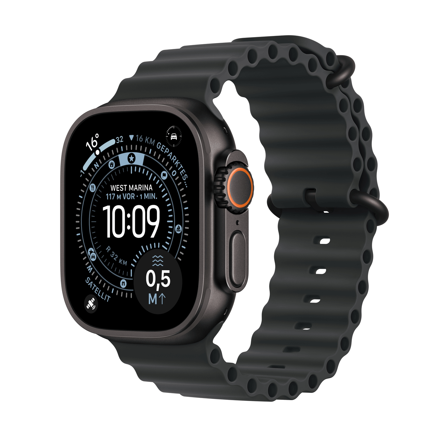 Apple Watch Ultra 3 Titanium Cellular 49mm Schwarz (Ocean Armband schwarz) (MF0J4QF/A)