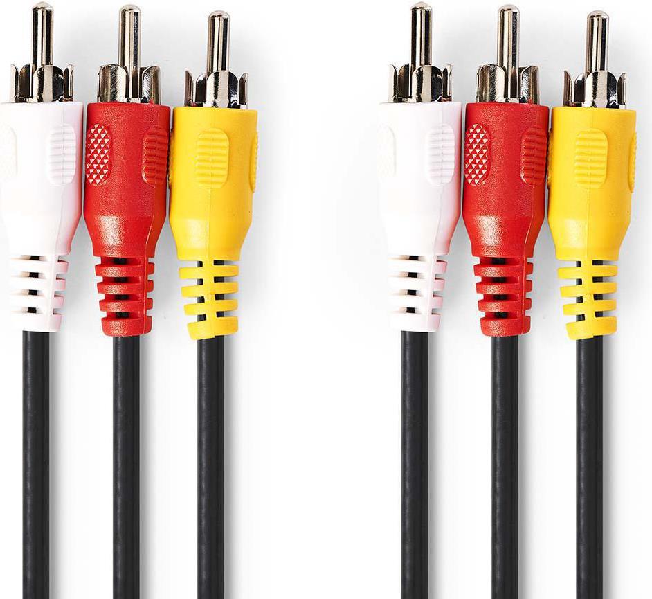 NEDIS Composite-Videokabel | 3x Cinch-Stecker | 3x Cinch-Stecker | Vernickelt | 480p | 5.00 m | rund