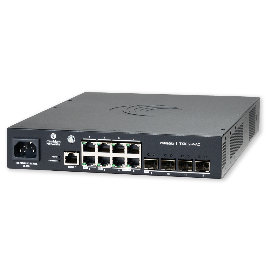 Cambium Networks cnMatrix Switch TX1012-P-AC Managed L2/L3 Gigabit Ethernet PoE Schwarz