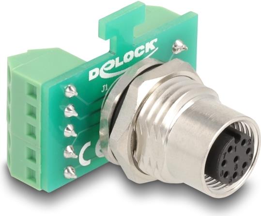 Delock M12Übergabemodul Adapter 8 Pin A-kodiert Buchse zu 9 Terminalblock zum (60663)