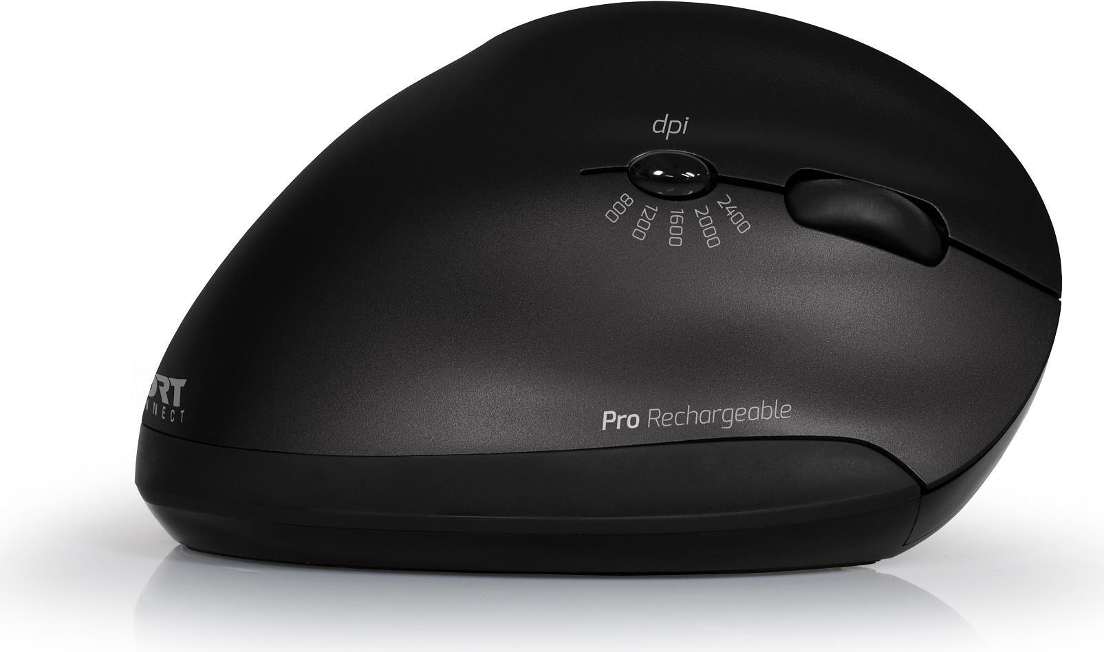 Port Designs PORT Connect Professional Vertikale Maus 2.4 GHz Bluetooth Schwarz