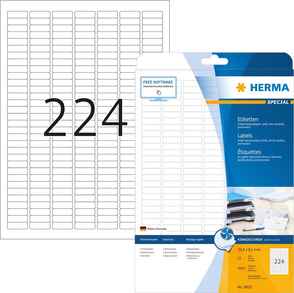 HERMA Special Permanent selbstklebende, matte, beschichtete Papieretiketten (8830)