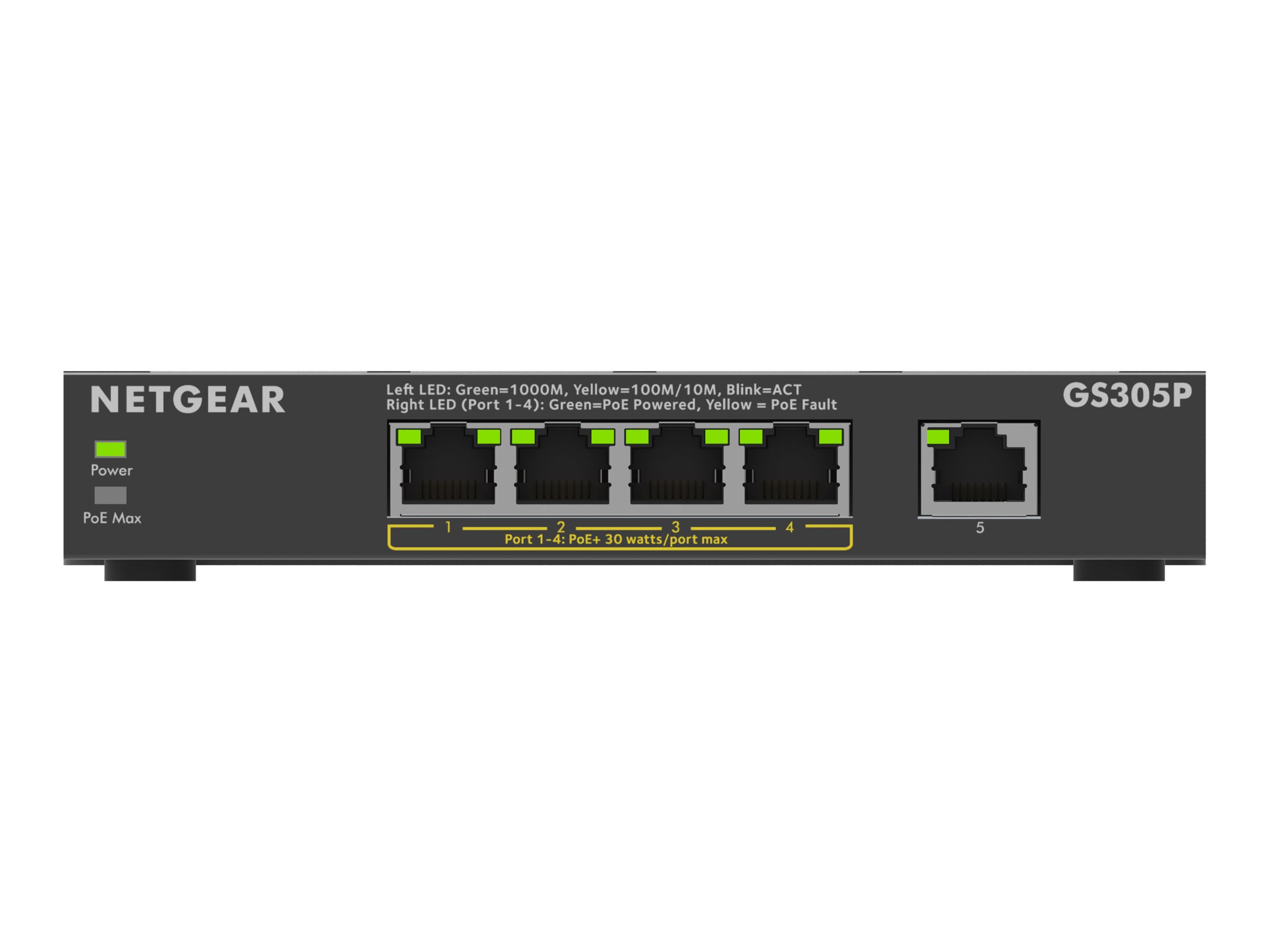 NETGEAR 300 Series GS305P Switch 5 Anschlüsse 4x PoE+ Gigabit Ethernet Schwarz