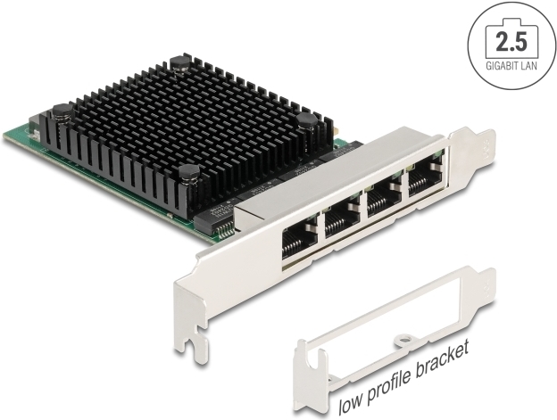 Delock PCI Express x4 Netzwerkkarte 2.5 Gigabit LAN 4 x RJ45 RTL8125 (88601)