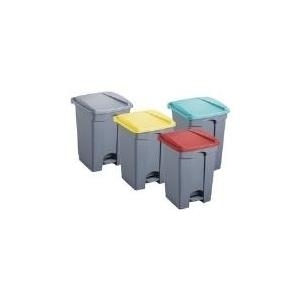 helit Tretabfallbehälter, 45 Liter, mittelgrau/rot rechteckig, aus PP, mit Haken zur Beutelbefestigung (H2402125)