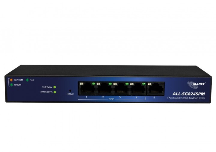 ALLNET ALL-SG8245PM Managed Switch 5-Port Gigabit PoE Schwarz