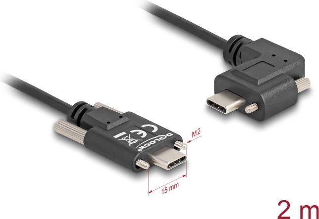 Delock 80957 USB 2.0 Kabel C Stecker mit Schrauben 90° links/rechts 2 m (80957)