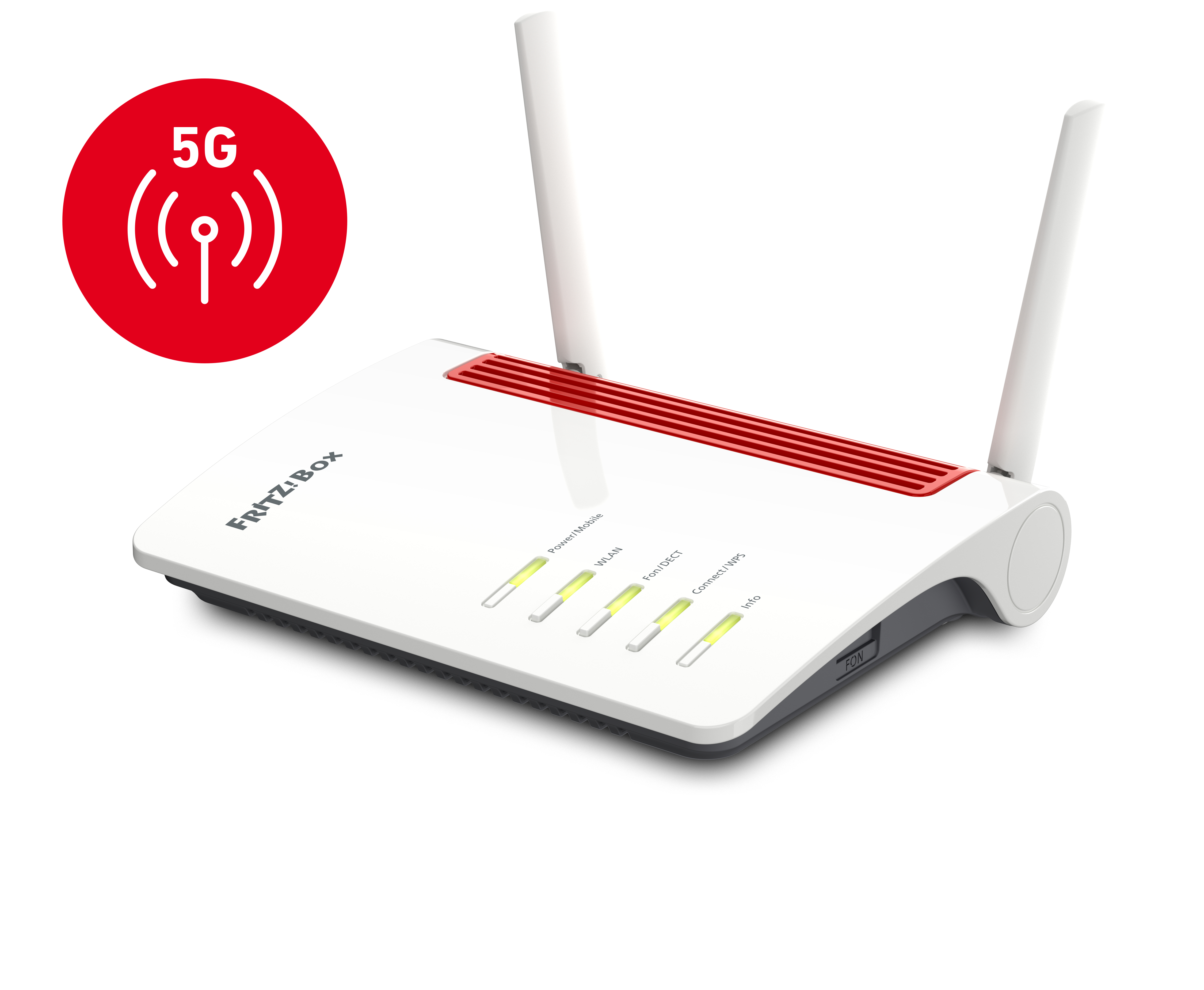FRITZ!Box 6850 5G WLAN-Router Wi-Fi 5 5G Schwarz, Rot, Weiß