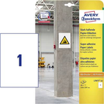 AVERY Zweckform Stark haftende Papier-Etiketten, 210 x 297mm weiß, auch für schwierige Oberflächen, für den Innenbereich - 1 Stück (L7877-20)