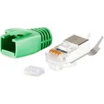 S/CONN maximum connectivity Netzwerk Modular Stecker RJ45 SET für Verlegekabel bis AWG 23, Stecker mit Zugentlastung, Einführhilfe und Tülle, grün VE 1 (72067-G)