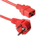 ACT Powercord mains connector CEE7/7 male (angled) - C19 red 1.80 m. Lengte: 1.8 m Powercord schuko-c19 red 1.80m (AK5169)