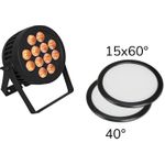 EUROLITE Set LED IP PAR 12x9W SCL Spot + 2x Diffusorscheibe (15x60° und 40°) (20000673)