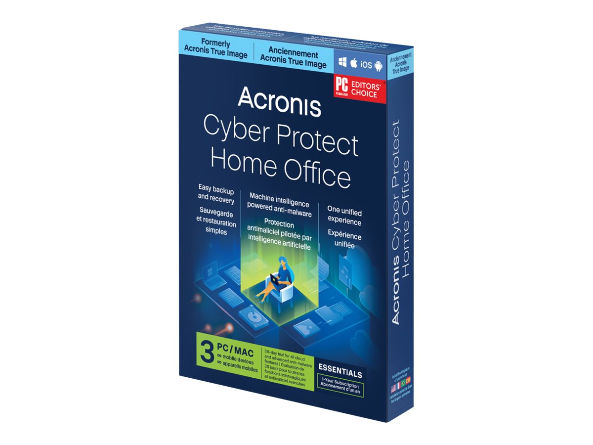 Acronis Cyber Protect Home Office Essential 3 Lizenzen 1 Jahr Abonnement