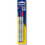 PELIKAN Fineliner 96 sort./3 Farben metallgefasste Spitze ergonomisches Rillenprofil Strichstaerke 04 mm sortiert auf Blisterkarte (00940627)