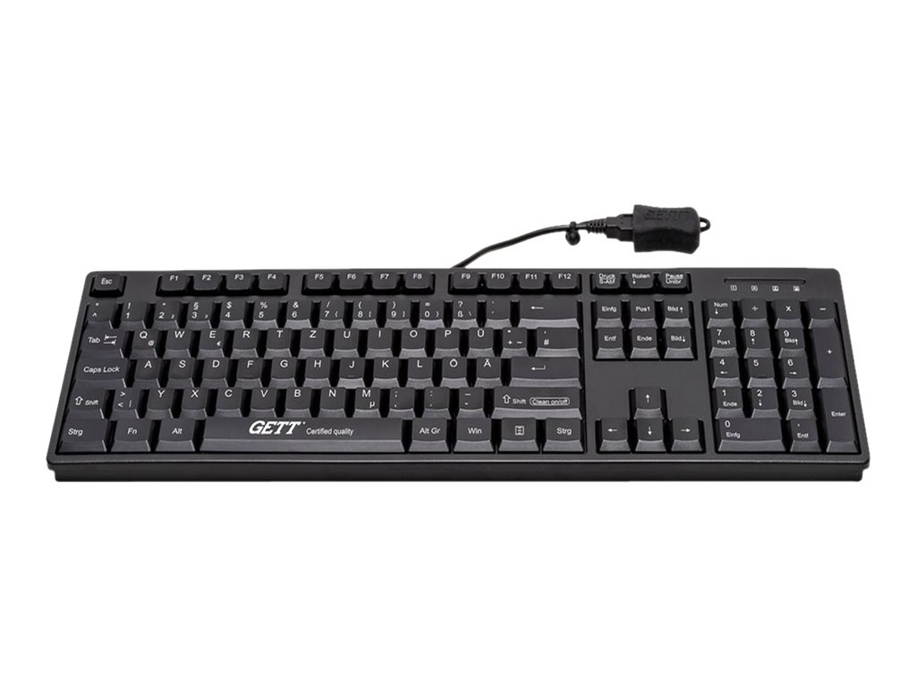 Gett CleanType Easy Basic TKL-105-GCQ-IP68-KGEH-BLACK-USB-CH Tastatur Schweizerisch (CH) Schwarz