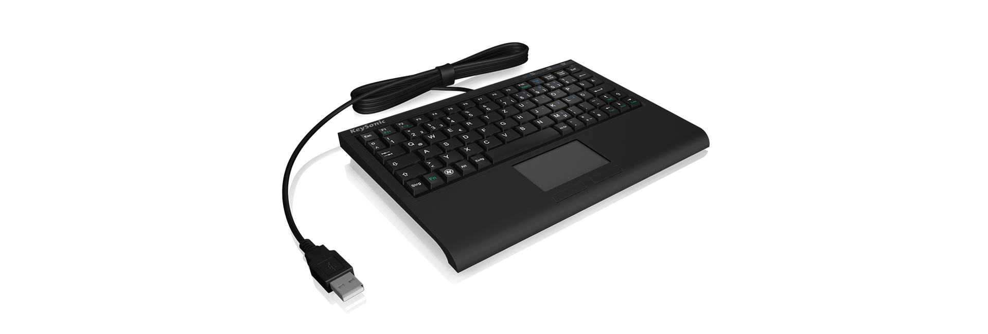 KeySonic ACK-3410 Kabelgebundene Mini-Tastatur mit Touchpad USB QWERTZ Schwarz